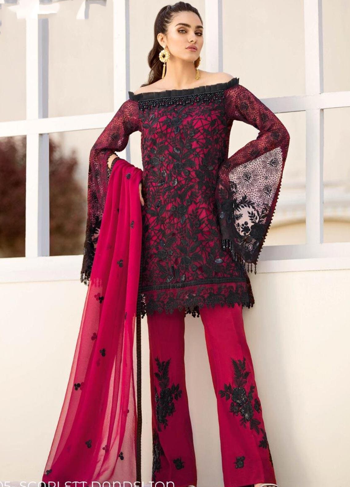 Latest Pakistani Suit Coir Embroidered Luxury 2019