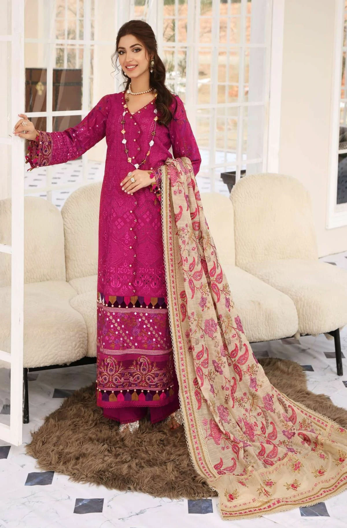 Pakistani lawn suits with silk clearance dupatta